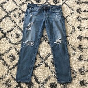 AG Adriano Goldschmeid Women's The Stilt Cigarette Leg Destroyed Jeans Size 28R